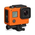 Orange action camera with a rectangular shape and black accents. It features a Royalty Free Stock Photo