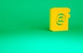 Orange Address book icon isolated on green background. Notebook, address, contact, directory, phone, telephone book icon