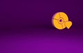 Orange Adult label on compact disc icon  on purple background. Age restriction symbol. 18 plus content sign Royalty Free Stock Photo