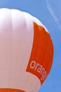 Orange advertising hot air balloon