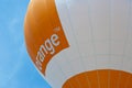 Orange advertising hot air balloon