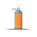 Orange Aerosol Can Spraying with a White Background and Blue Cap Container Royalty Free Stock Photo