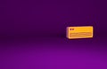 Orange Air conditioner icon isolated on purple background. Split system air conditioning. Cool and cold climate control Royalty Free Stock Photo