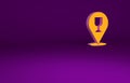 Orange Alcohol or beer bar location icon isolated on purple background. Symbol of drinking, pub, club, bar. Minimalism