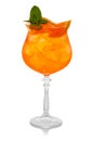 Orange alcohol coctkail with orange and fresh mint solated on white