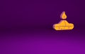 Orange Alcohol or spirit burner icon isolated on purple background. Chemical equipment. Minimalism concept. 3d