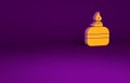 Orange Alcohol or spirit burner icon isolated on purple background. Chemical equipment. Minimalism concept. 3d