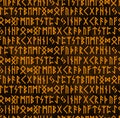 Orange ancient viking runes alphabet pattern over a dark brown water color effect at background seamless Royalty Free Stock Photo