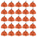 Orange Angry Pumpkin Heads Design Pattern Royalty Free Stock Photo