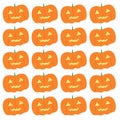 Orange Angry Pumpkin Heads Design Pattern Royalty Free Stock Photo