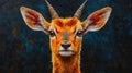 Orange Antelope Portrait Against Dark Blue Textured Background Royalty Free Stock Photo