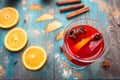 Orange, apple, cinnamon, anise, wine mulled wine Royalty Free Stock Photo