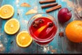 Orange, apple, cinnamon, anise, wine mulled wine Royalty Free Stock Photo