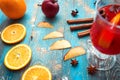 Orange, apple, cinnamon, anise, wine mulled wine Royalty Free Stock Photo