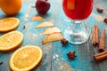 Orange, apple, cinnamon, anise, wine mulled wine Royalty Free Stock Photo