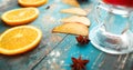 Orange, apple, cinnamon, anise, wine mulled wine Royalty Free Stock Photo