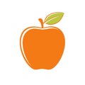 Orange Apple Fruit Illustration Icon Food Graphic Design Element with Green Leaf Royalty Free Stock Photo