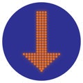 Orange arrow down round dot on dark blue background. road direction sign vector illustration Royalty Free Stock Photo