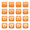 Orange arrow reset sign square icon web button