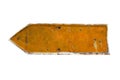 Orange arrow shape from a rusty and grunge metal iron plate Royalty Free Stock Photo