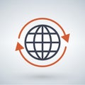 orange arrows around planet earth globe, vector illustration iso Royalty Free Stock Photo