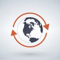 orange arrows around planet earth globe, vector illustration iso Royalty Free Stock Photo