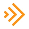 orange arrows icon. Fast forward right arrowhead. Vector illustration. EPS 10. Royalty Free Stock Photo
