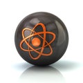 Orange atom icon on black glossy sphere Royalty Free Stock Photo