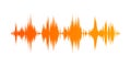 Orange audio waveform on a white background. Sound wave frequency. Music, audio, technology theme vector illustration Royalty Free Stock Photo