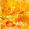 Orange autumn background with leaves pattern