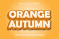 Orange Autumn editable text effect 3D emboss modern style