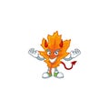 Orange autumn leaves cartoon with devil mascot