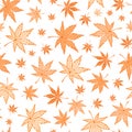 Orange Autumn maple leaves vector seamless pattern Royalty Free Stock Photo