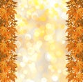 Orange autumnal branch of tree on abstract background