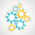 Orange and azure cog and gear cooperation concept Royalty Free Stock Photo