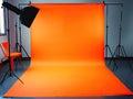 Orange Photography Studio Setup Royalty Free Stock Photo
