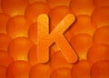 Orange background with alphabetic letters a to z and numbers 1 to 0