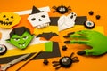 Orange origami background collection of Halloween