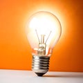 Orange Background with Lightbulb Royalty Free Stock Photo