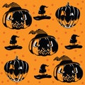 Orange background with pumpkins for Halloween. Royalty Free Stock Photo