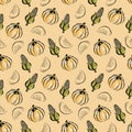 Color seamless pattern of elements on the autumn theme.