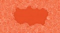 Orange background with white spiral cloud pattern border, minimal tile design creating vibrant and dynamic frame with space in Royalty Free Stock Photo