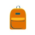 Orange Backpack, bag for school, travel. Urban fashion accessory. Vector illustration isolated on white background