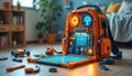 Tech Lab Backpack Toy with Gadgets Royalty Free Stock Photo