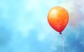 Orange balloon flying in the blue sky with some clouds Royalty Free Stock Photo
