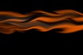 Orange band on black background resembling a horizontal flame from a flamethrower