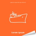 Orange banner with cargo ship icon Royalty Free Stock Photo