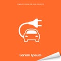Orange banner with electric car icon
