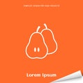 Orange banner with pear icon