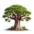 Realistic Baobab Tree Illustration On White Background